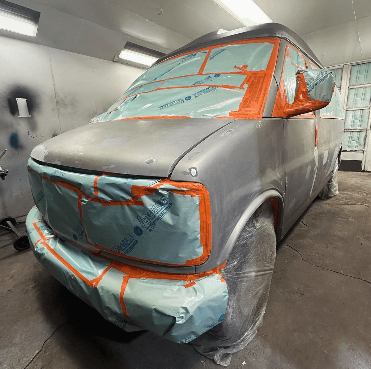 Van receiving new coat of paint