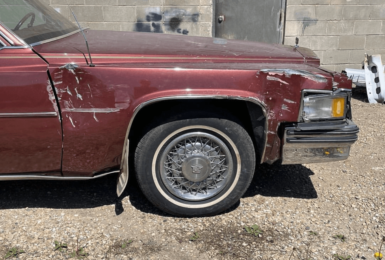 damaged car fender-vintage car repair