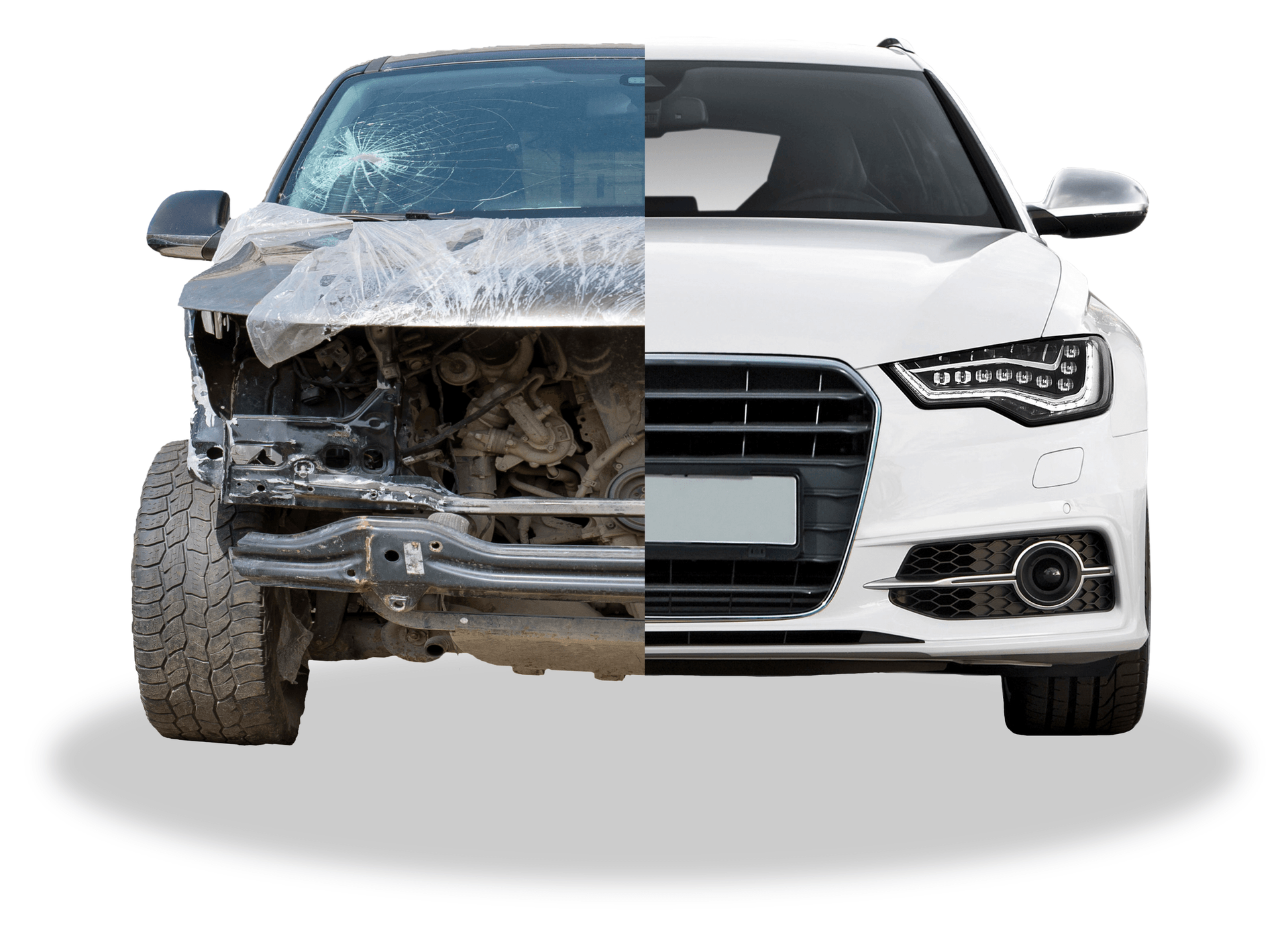 Before and after auto collision repair