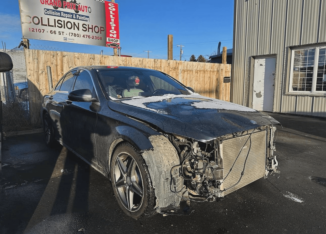 Damaged car fender repair